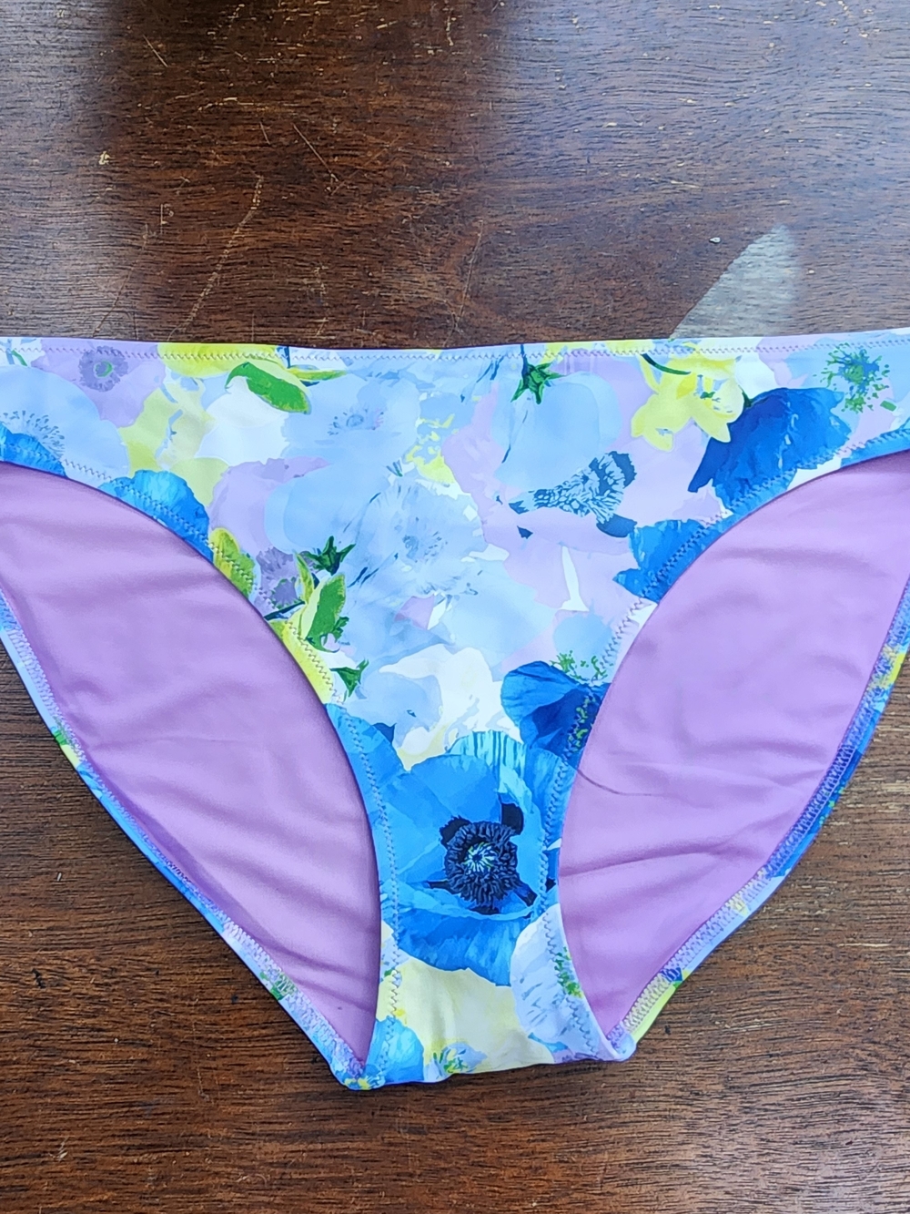 Aerie Watercolor Floral Bikini Bottoms Purple Blue NWT XL